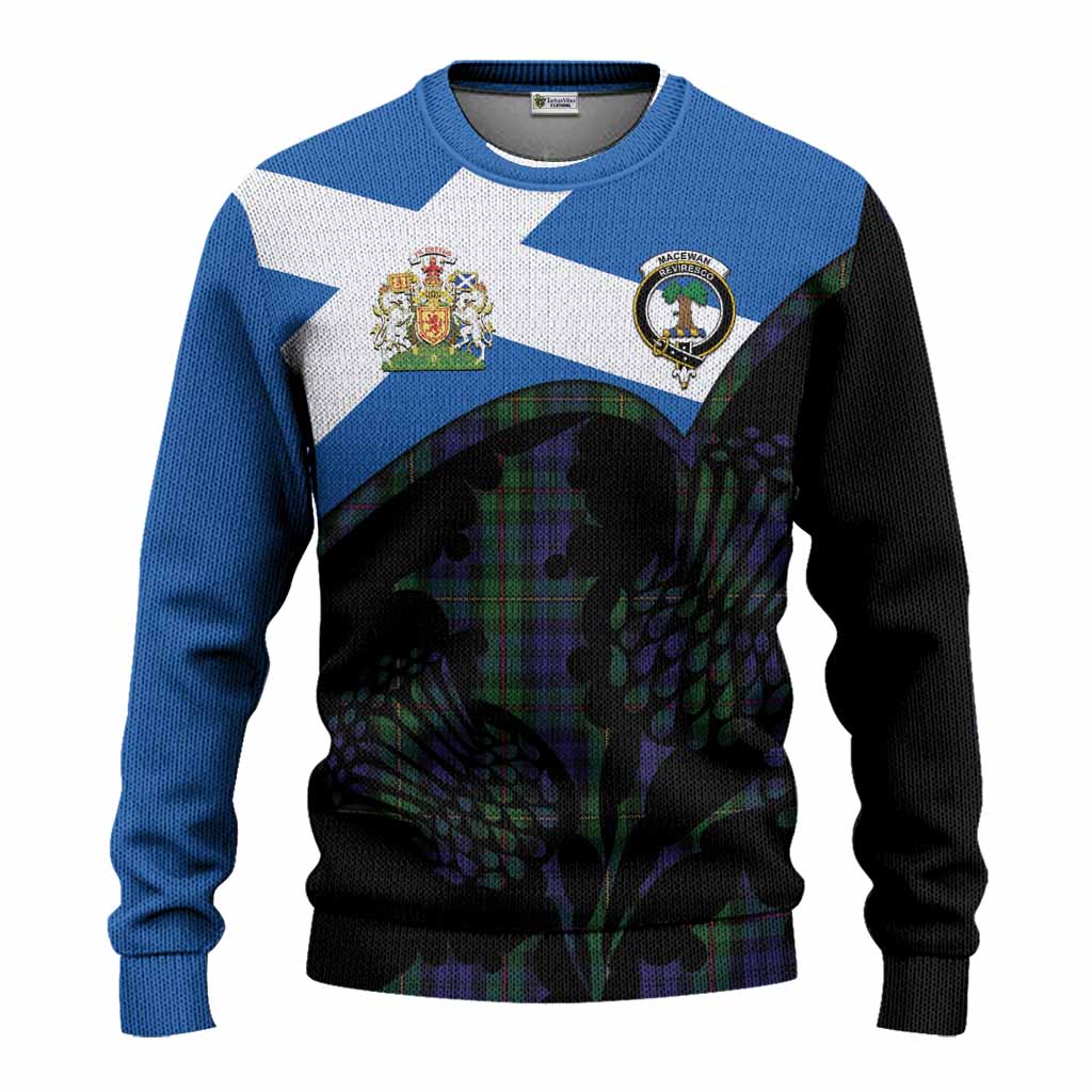 MacEwan (MacEwen) Tartan Family Crest Knitted Sweater Scotland Thistle Floral Flag Style