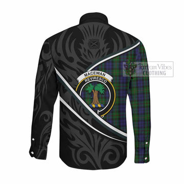 MacEwan (MacEwen) Tartan Family Crest Long Sleeve Button Shirts Celtic Scottish Thistle Floral
