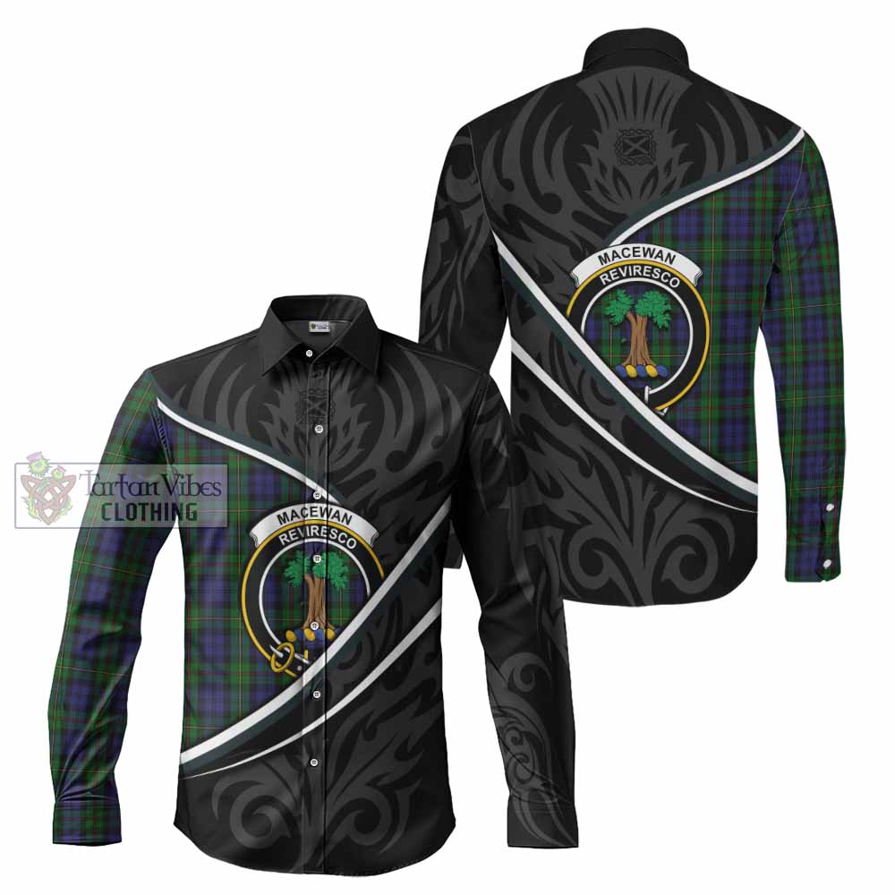 MacEwan (MacEwen) Tartan Family Crest Long Sleeve Button Shirts Celtic Scottish Thistle Floral - Tartan Vibes Clothing