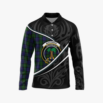 MacEwan (MacEwen) Tartan Family Crest Long Sleeve Polo Shirt Celtic Scottish Thistle Floral