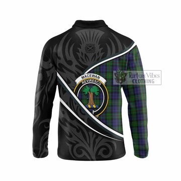 MacEwan (MacEwen) Tartan Family Crest Long Sleeve Polo Shirt Celtic Scottish Thistle Floral