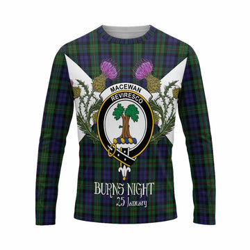MacEwan (MacEwen) Tartan Family Crest Long Sleeve T-Shirt Scottish Burns Night Thistle Floral