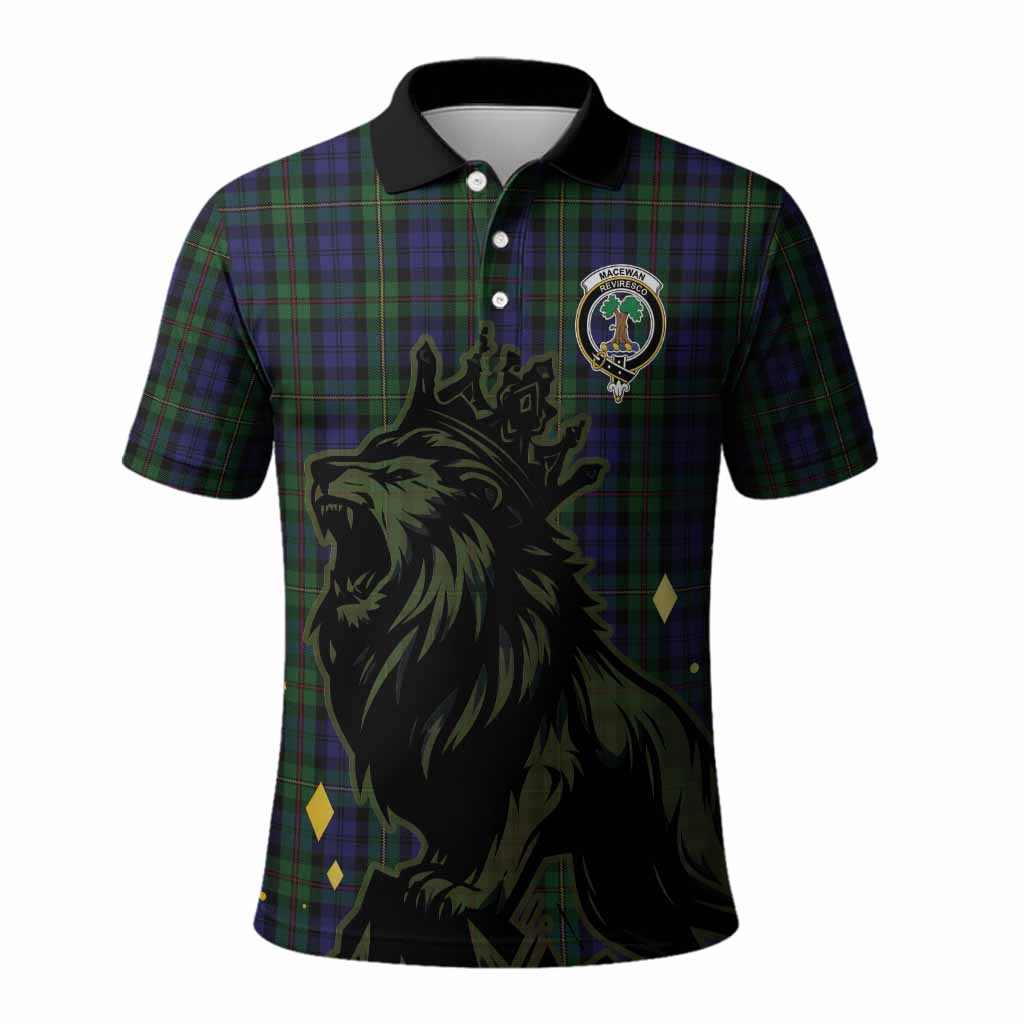 MacEwan (MacEwen) Tartan Family Crest Polo Shirt Crowned Lion Roaring