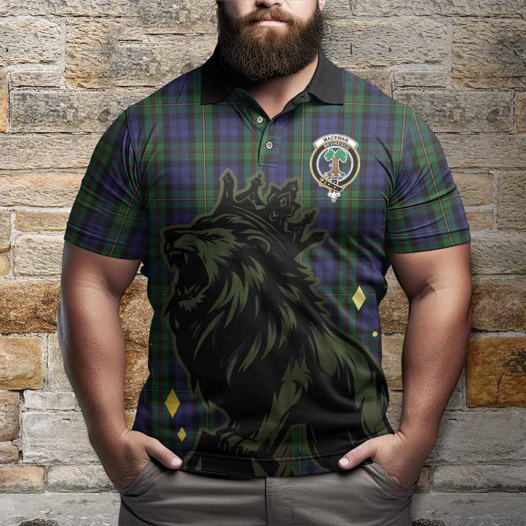 MacEwan (MacEwen) Tartan Family Crest Polo Shirt Crowned Lion Roaring