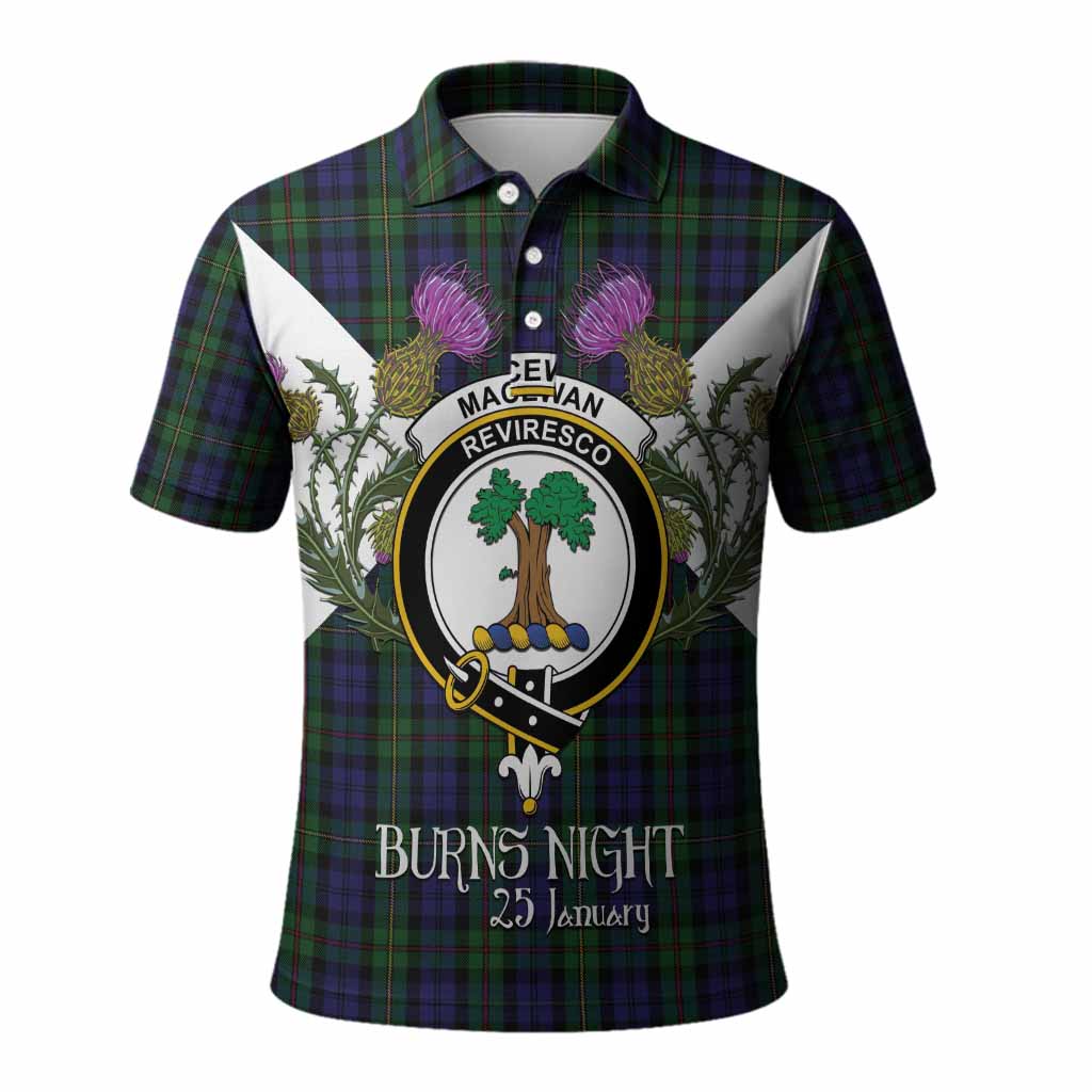 MacEwan (MacEwen) Tartan Family Crest Polo Shirt Scottish Burns Night Thistle Floral