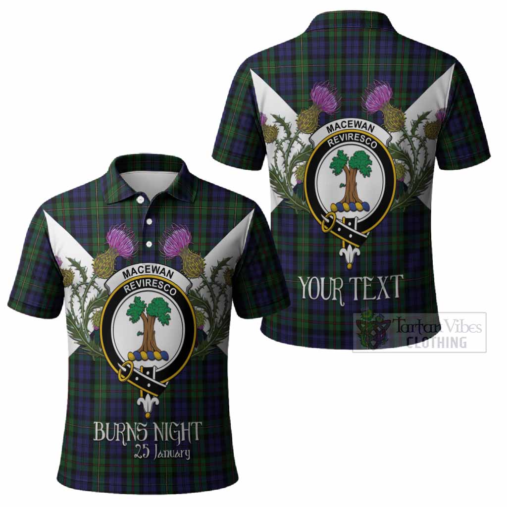 MacEwan (MacEwen) Tartan Family Crest Polo Shirt Scottish Burns Night Thistle Floral