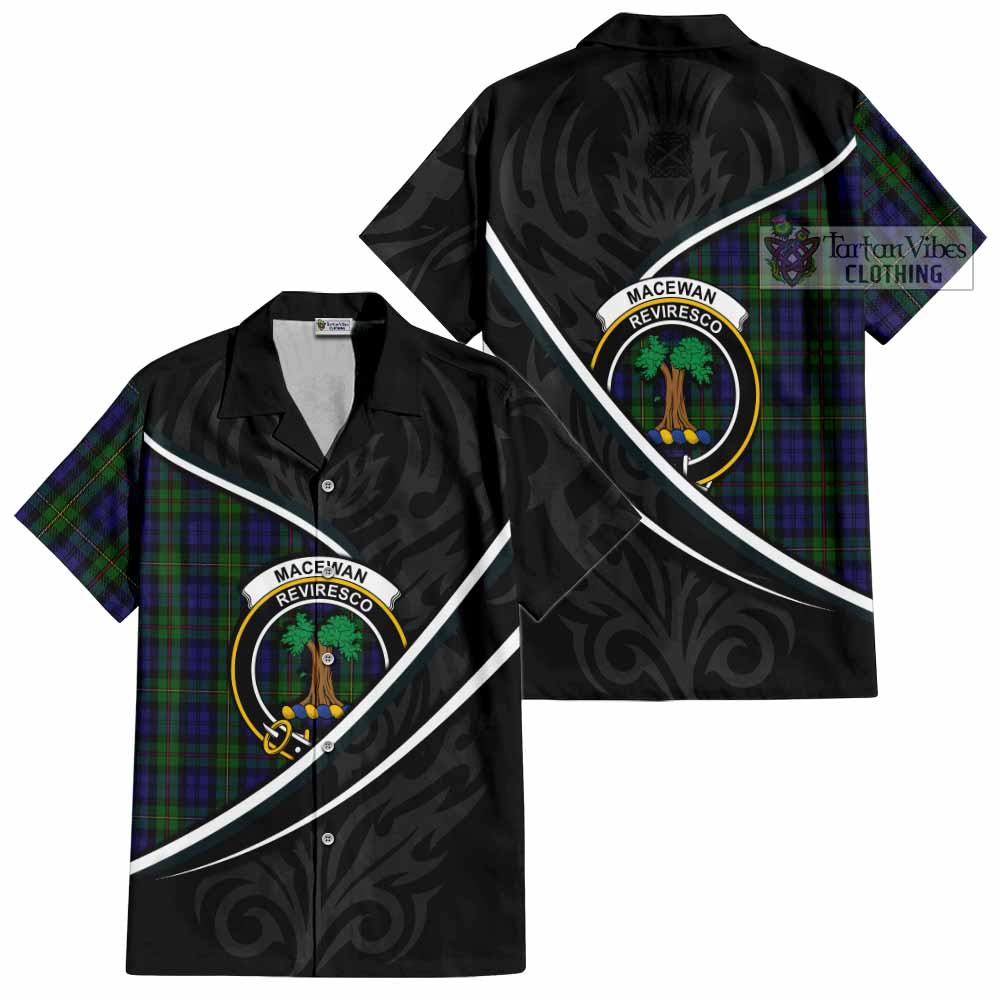 MacEwan (MacEwen) Tartan Family Crest Short Sleeve Button Shirt Celtic Scottish Thistle Floral - Tartan Vibes Clothing