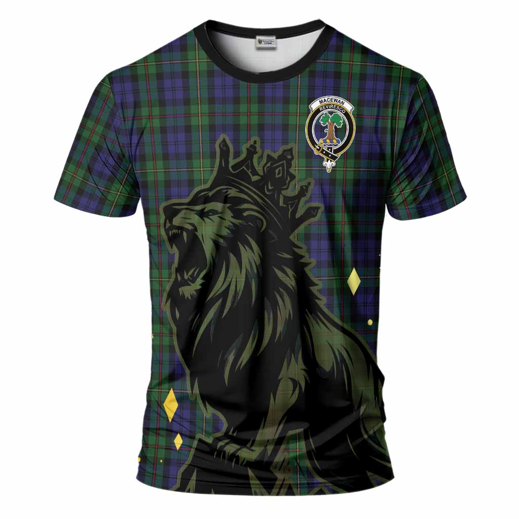 MacEwan (MacEwen) Tartan Family Crest T-Shirt Crowned Lion Roaring