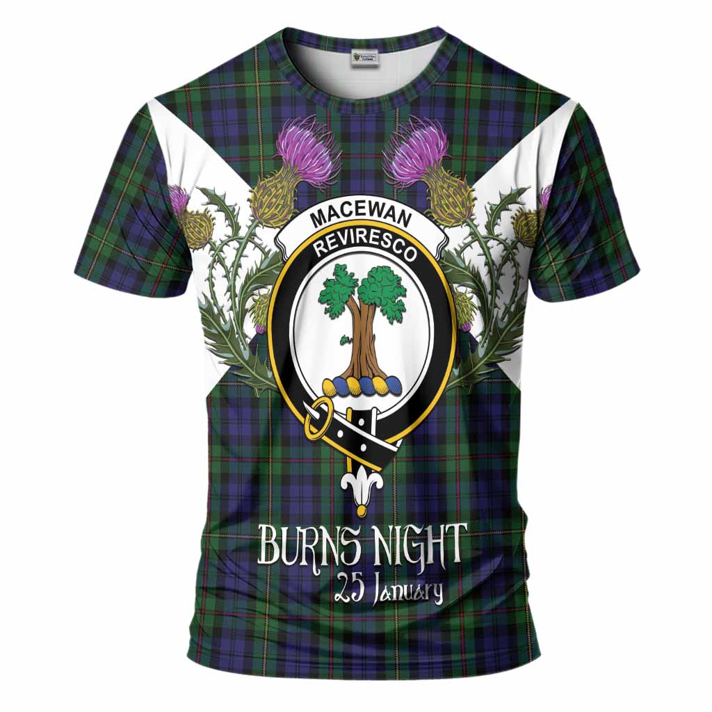 MacEwan (MacEwen) Tartan Family Crest T-Shirt Scottish Burns Night Thistle Floral