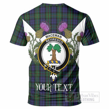 MacEwan (MacEwen) Tartan Family Crest T-Shirt Scottish Burns Night Thistle Floral