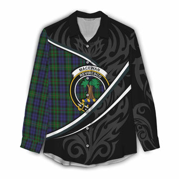 MacEwan (MacEwen) Tartan Family Crest Women Casual Shirt Celtic Scottish Thistle Floral