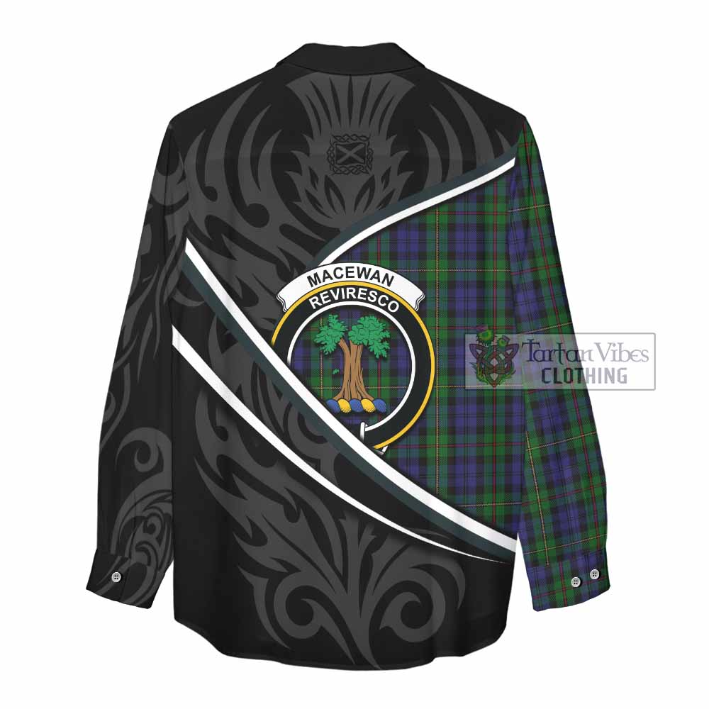 MacEwan (MacEwen) Tartan Family Crest Women Casual Shirt Celtic Scottish Thistle Floral - Tartan Vibes Clothing