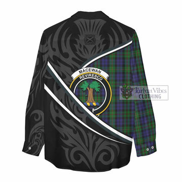 MacEwan (MacEwen) Tartan Family Crest Women Casual Shirt Celtic Scottish Thistle Floral