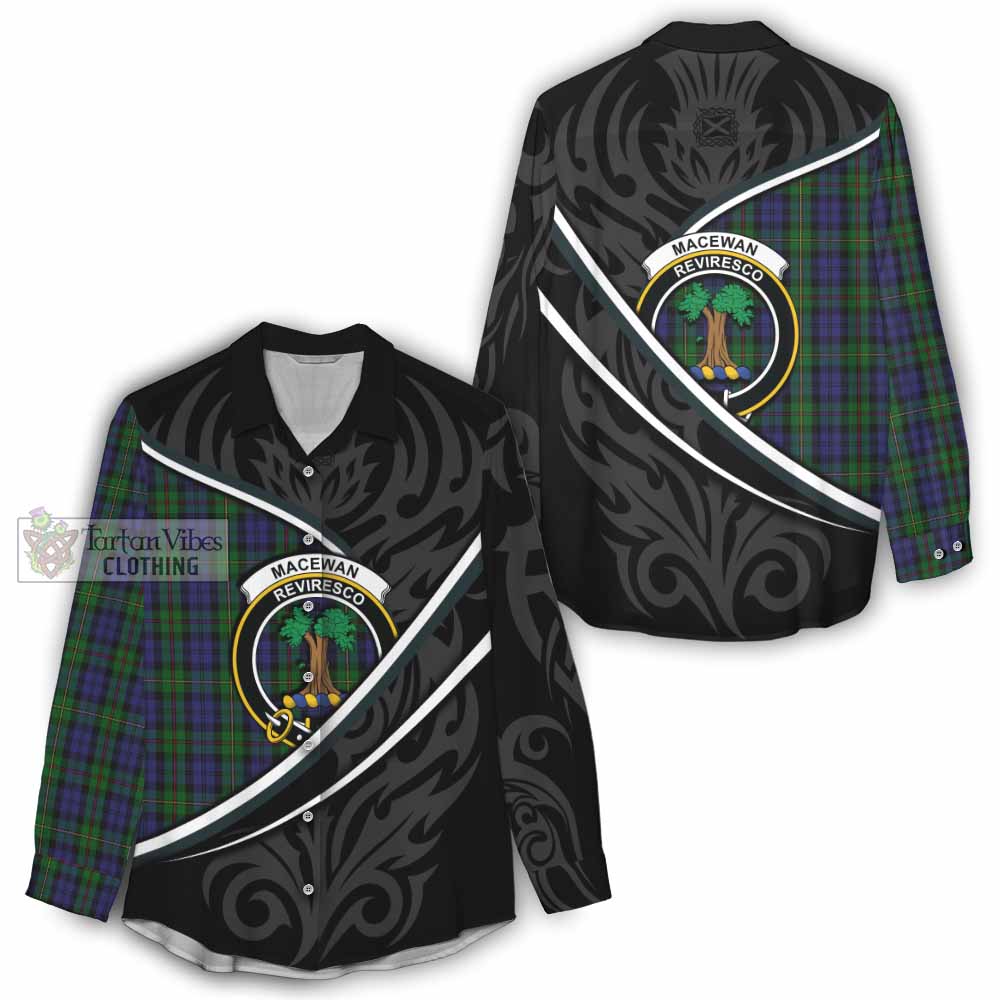 MacEwan (MacEwen) Tartan Family Crest Women Casual Shirt Celtic Scottish Thistle Floral - Tartan Vibes Clothing