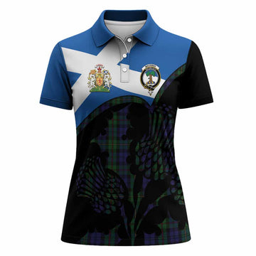 MacEwan (MacEwen) Tartan Family Crest Women Polo Shirt Scotland Thistle Floral Flag Style