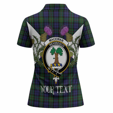 MacEwan (MacEwen) Tartan Family Crest Women Polo Shirt Scottish Burns Night Thistle Floral