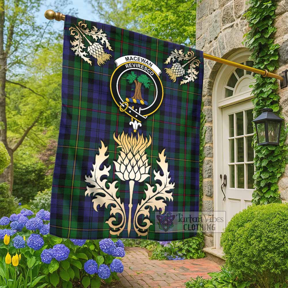 MacEwan (MacEwen) Tartan Garden Flag with Golden Regal Scottish Thistle Emblem - Tartan Vibes Clothing
