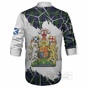 MacEwan (MacEwen) Tartan Ghillie Shirt with Family Crest and Lion Rampant Grunge Style
