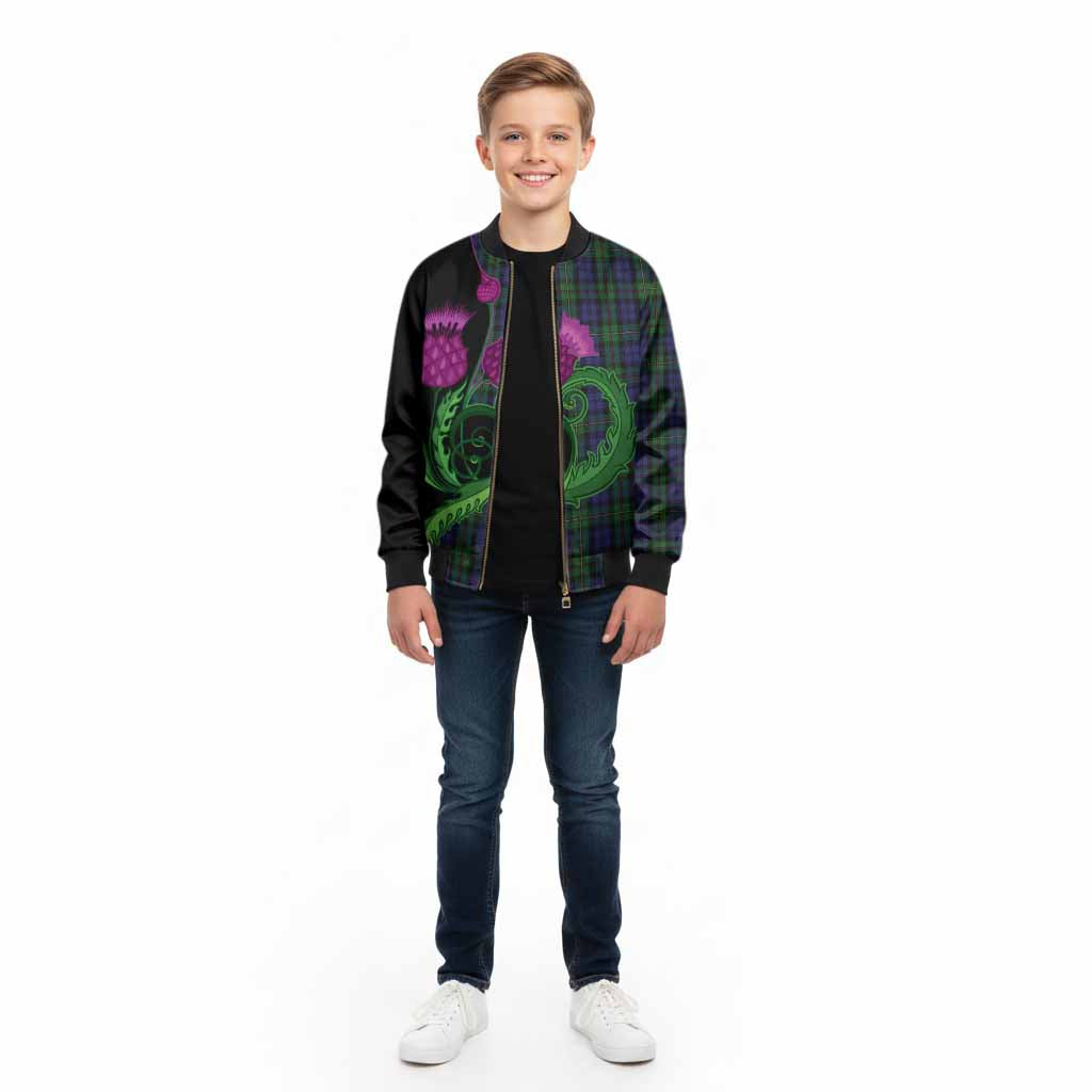 MacEwan (MacEwen) Tartan Kid Bomber Jacket Traditional Scottish Thistle