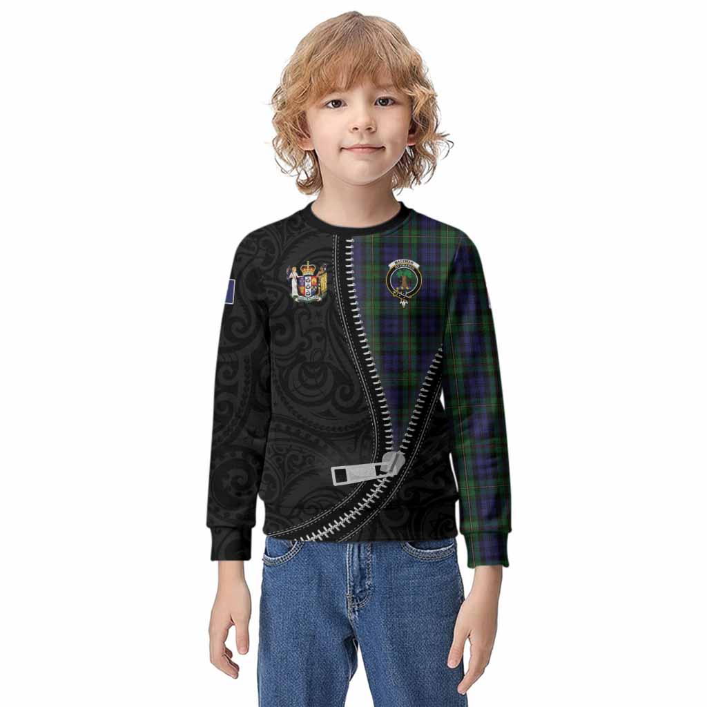 MacEwan (MacEwen) Tartan Kid Knitted Sweatshirt New Zealand Pattern Unique Zipper Stylized
