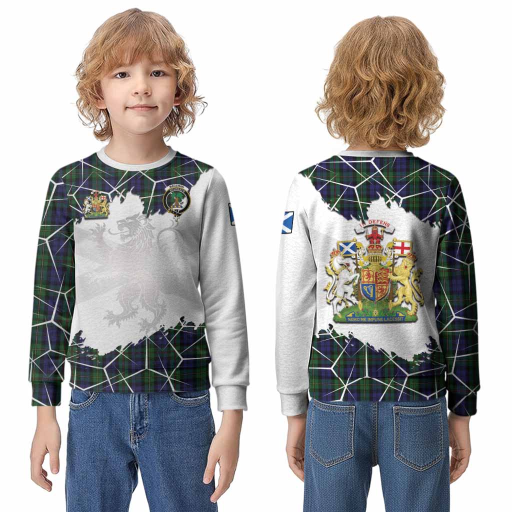 MacEwan (MacEwen) Tartan Kid Knitted Sweatshirt with Family Crest and Lion Rampant Grunge Style
