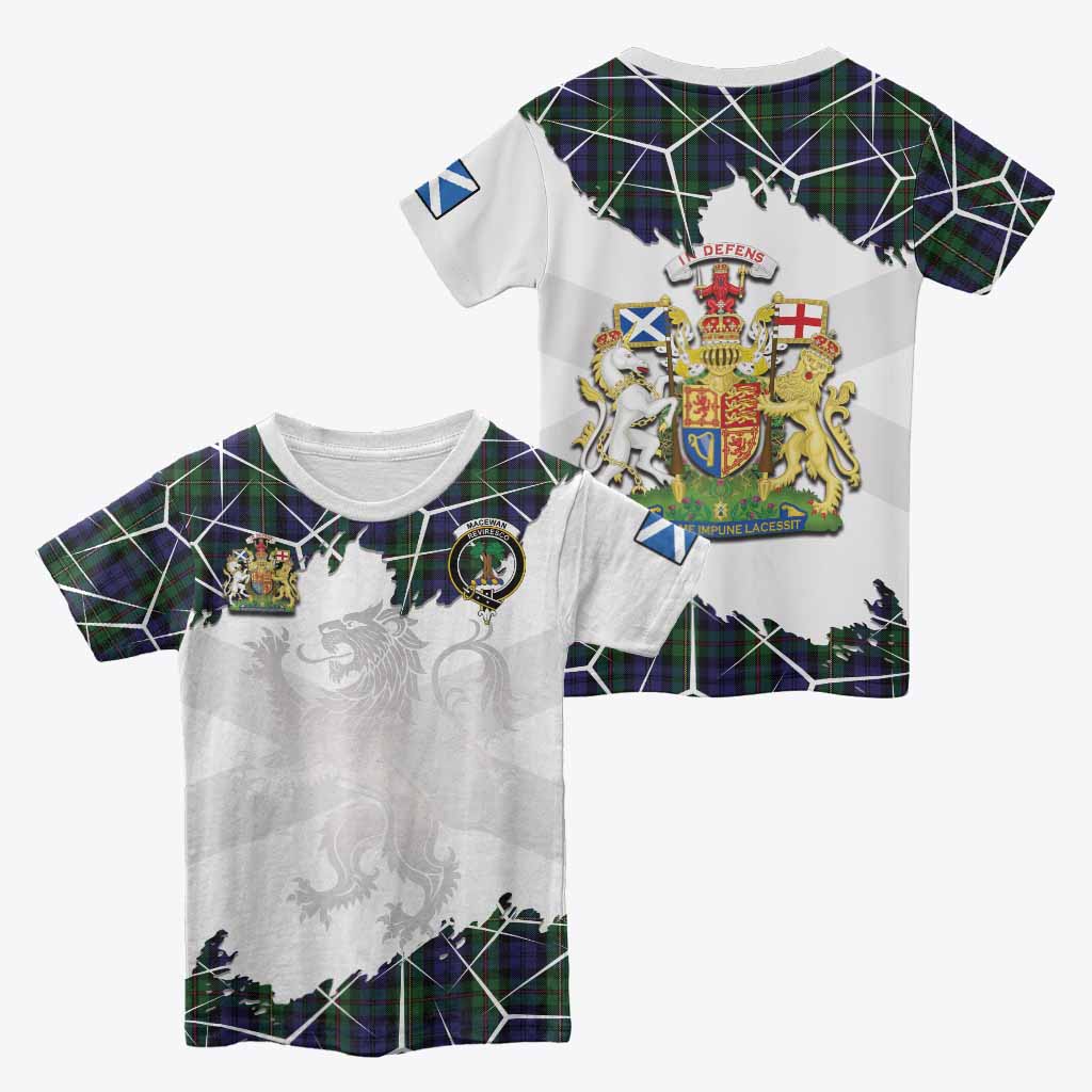 MacEwan (MacEwen) Tartan Kid T-shirt with Family Crest and Lion Rampant Grunge Style