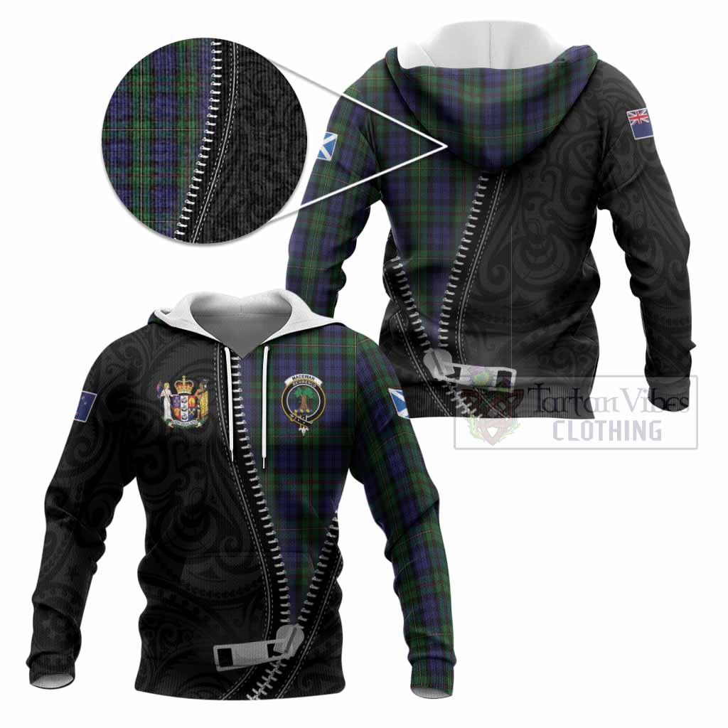 MacEwan (MacEwen) Tartan Knitted Hoodie New Zealand Pattern Unique Zipper Stylized