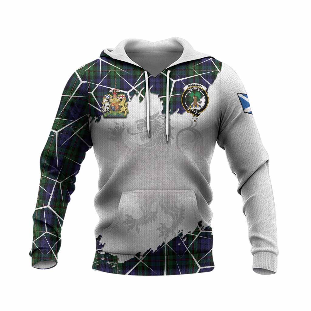 MacEwan (MacEwen) Tartan Knitted Hoodie with Family Crest and Lion Rampant Grunge Style