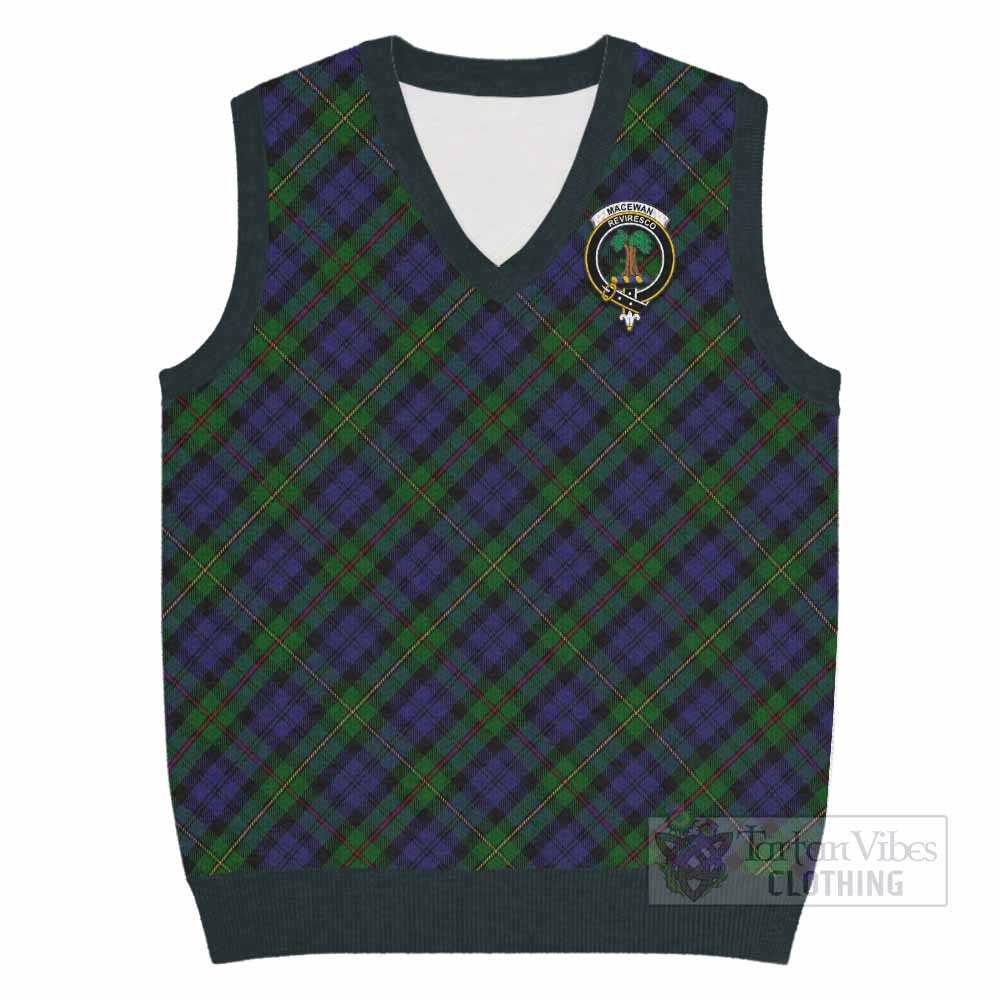 MacEwan (MacEwen) Tartan Knitted V-Neck Vest with Family Crest Cross Style