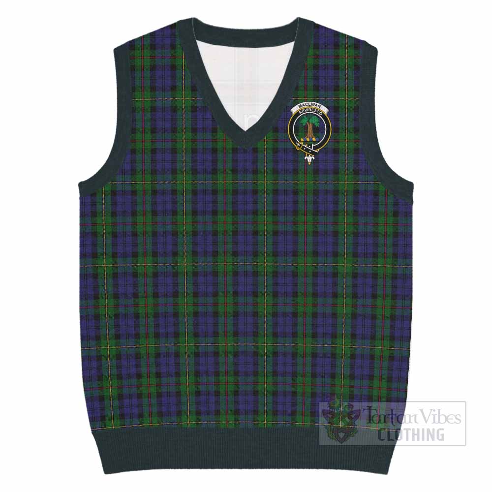 MacEwan (MacEwen) Tartan Knitted V-Neck Vest with Family Crest - Tartan Vibes Clothing