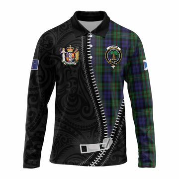 MacEwan (MacEwen) Tartan Long Sleeve Polo Shirt New Zealand Pattern Unique Zipper Stylized