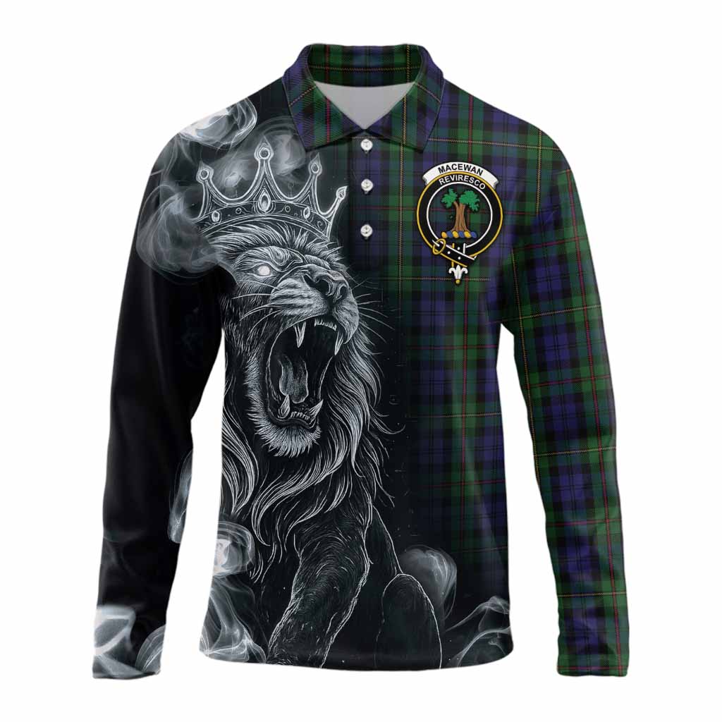MacEwan (MacEwen) Tartan Long Sleeve Polo Shirt Roaring Lion Heritage