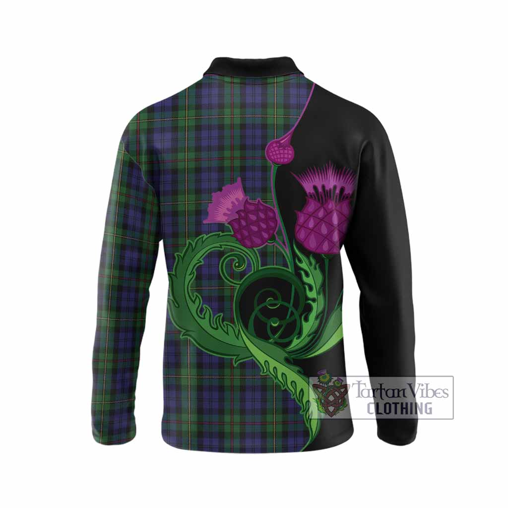 MacEwan (MacEwen) Tartan Long Sleeve Polo Shirt Traditional Scottish Thistle