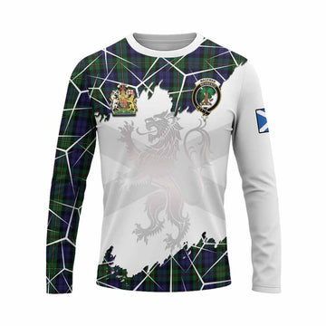 MacEwan (MacEwen) Tartan Long Sleeve T-Shirt with Family Crest and Lion Rampant Grunge Style