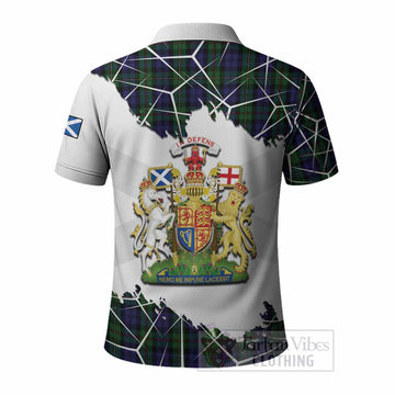MacEwan (MacEwen) Tartan Polo Shirt with Family Crest and Lion Rampant Grunge Style