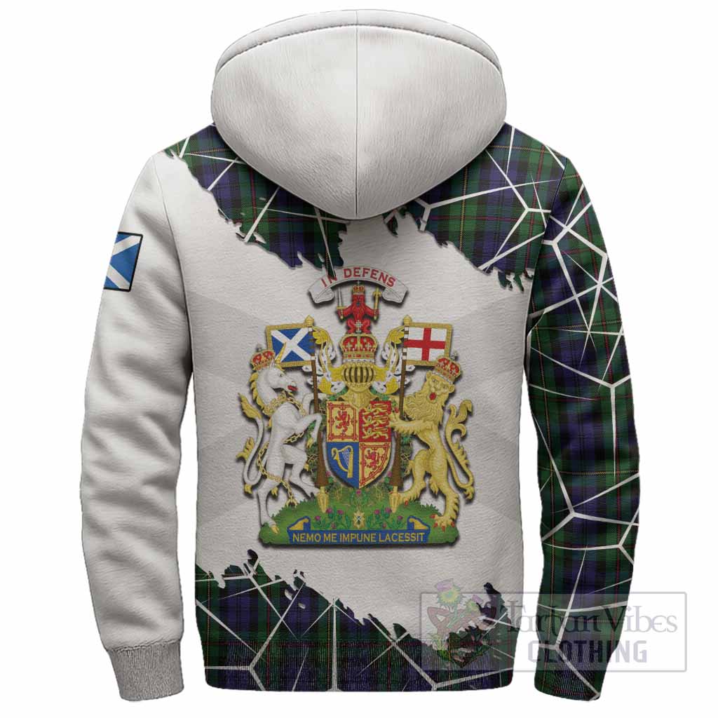 MacEwan (MacEwen) Tartan Sherpa Hoodie with Family Crest and Lion Rampant Grunge Style