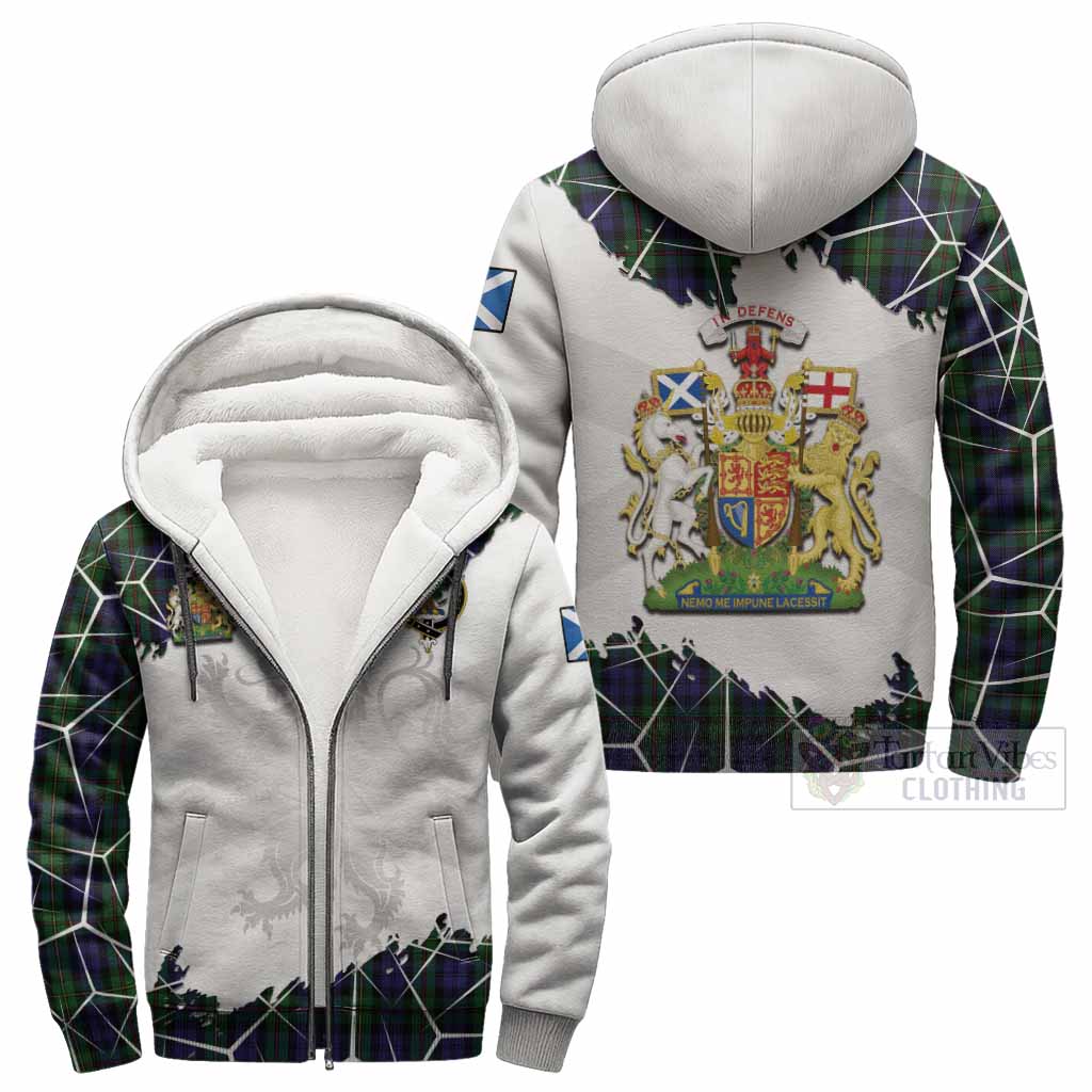 MacEwan (MacEwen) Tartan Sherpa Hoodie with Family Crest and Lion Rampant Grunge Style