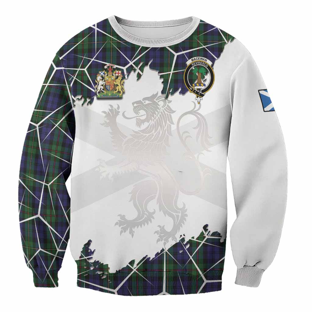 MacEwan (MacEwen) Tartan Sweatshirt with Family Crest and Lion Rampant Grunge Style
