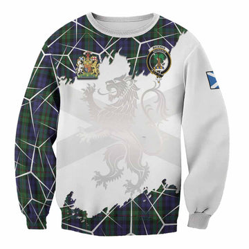 MacEwan (MacEwen) Tartan Sweatshirt with Family Crest and Lion Rampant Grunge Style