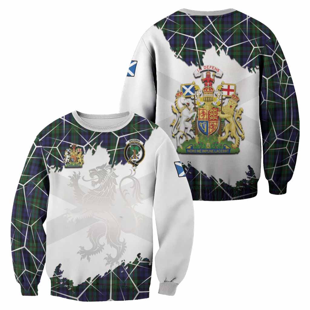 MacEwan (MacEwen) Tartan Sweatshirt with Family Crest and Lion Rampant Grunge Style