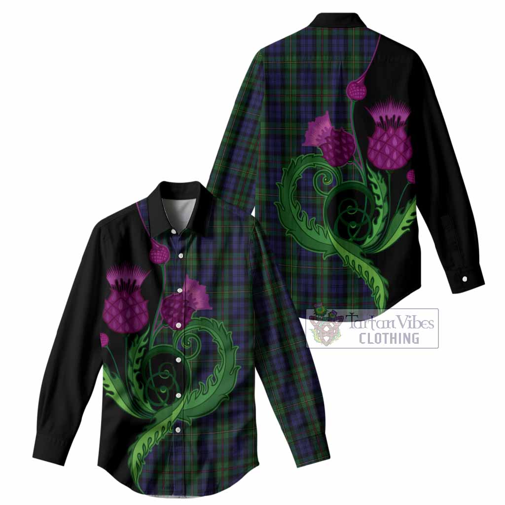MacEwan (MacEwen) Tartan Women Casual Shirt Traditional Scottish Thistle