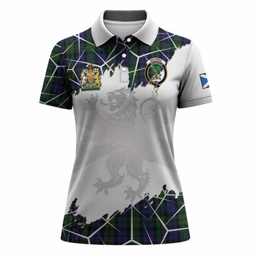 MacEwan (MacEwen) Tartan Women Polo Shirt with Family Crest and Lion Rampant Grunge Style