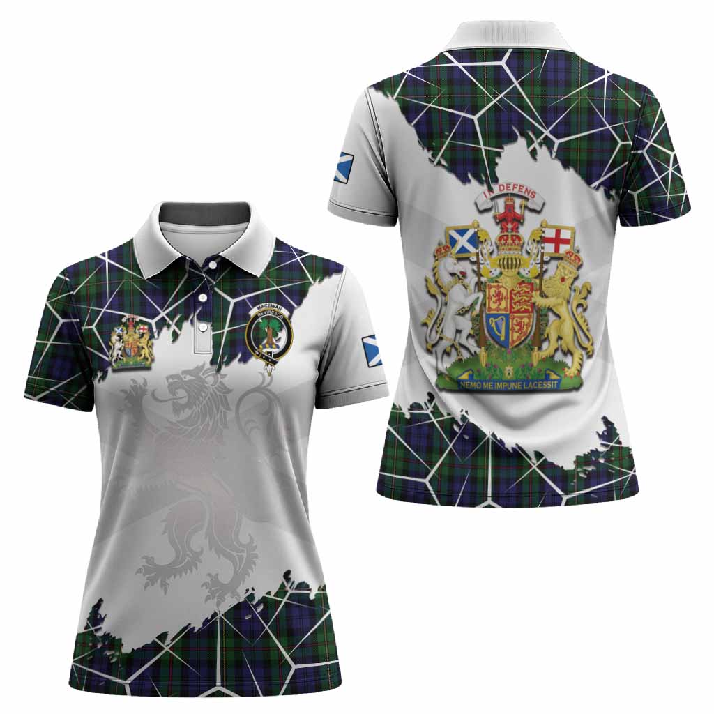 MacEwan (MacEwen) Tartan Women Polo Shirt with Family Crest and Lion Rampant Grunge Style
