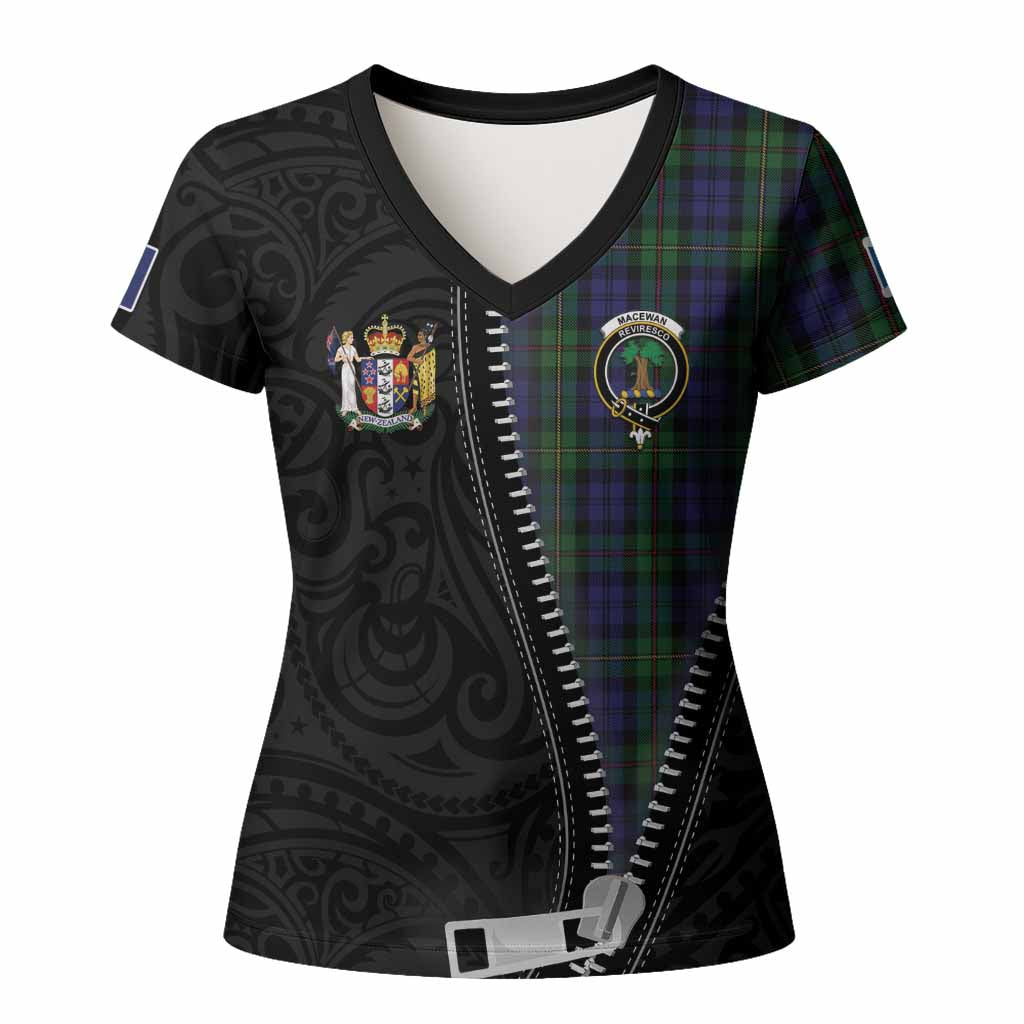 MacEwan (MacEwen) Tartan Women T shirt New Zealand Pattern Unique Zipper Stylized