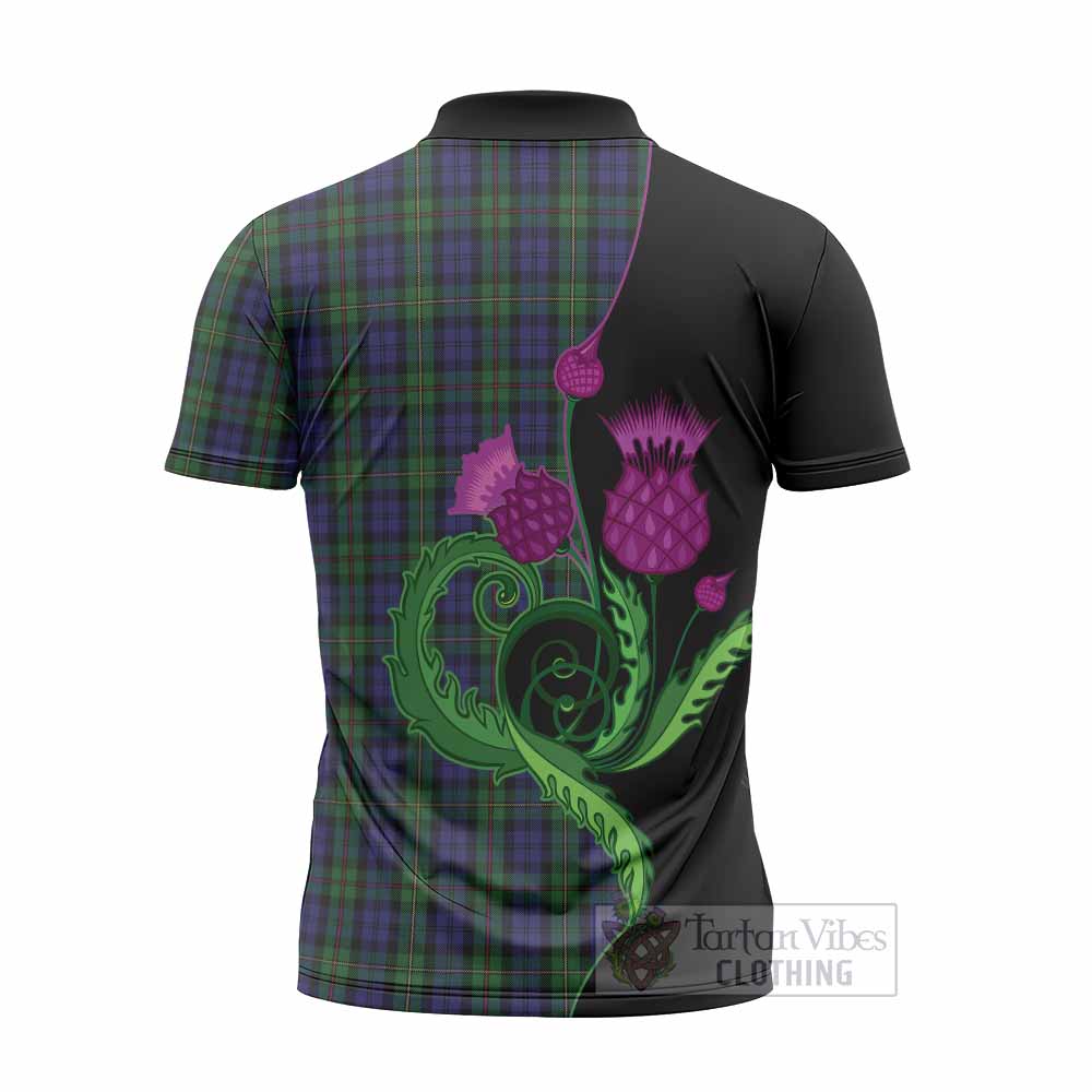 MacEwan (MacEwen) Tartan Zipper Polo Shirt Traditional Scottish Thistle