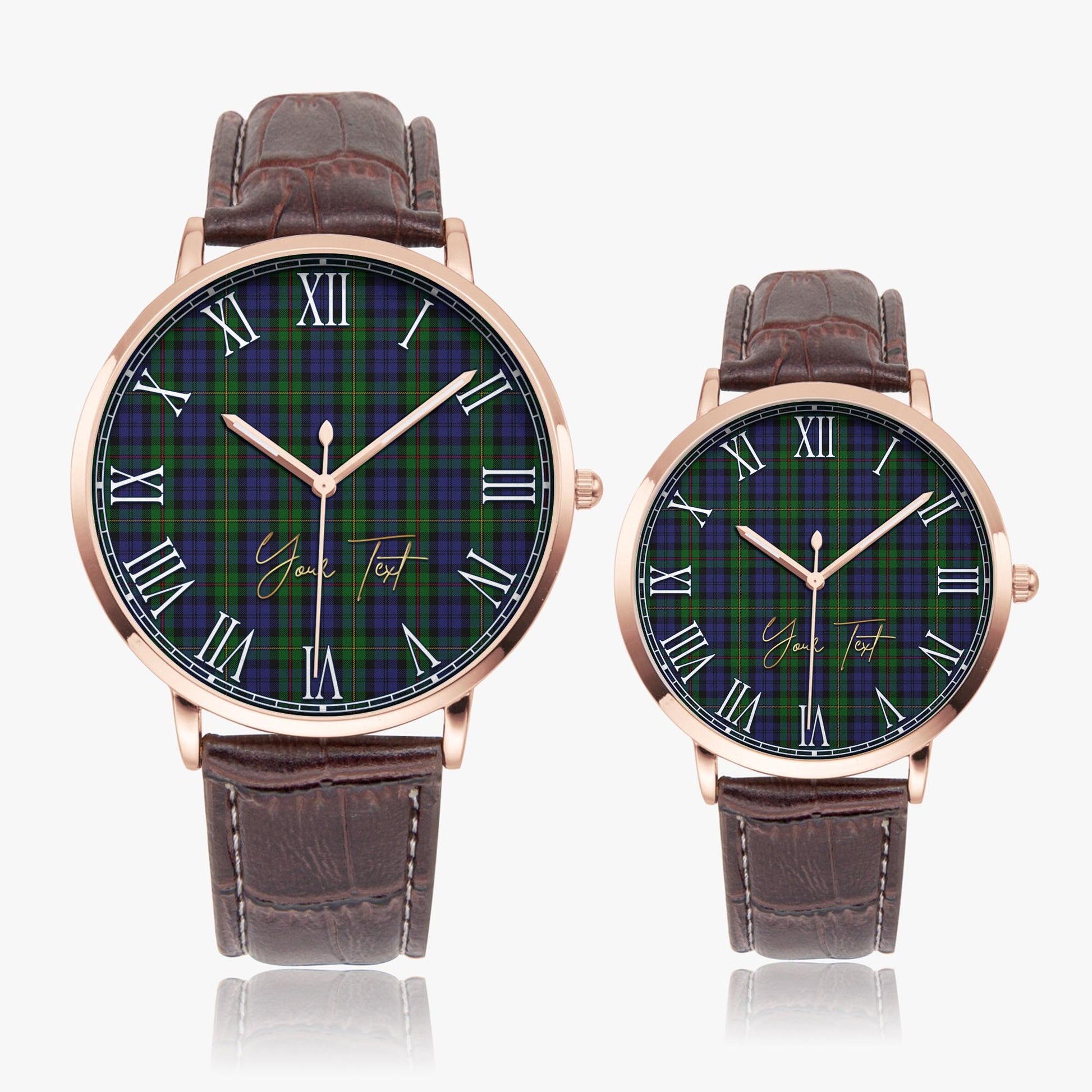 MacEwen Tartan Personalized Your Text Leather Trap Quartz Watch - Tartan Vibes Clothing