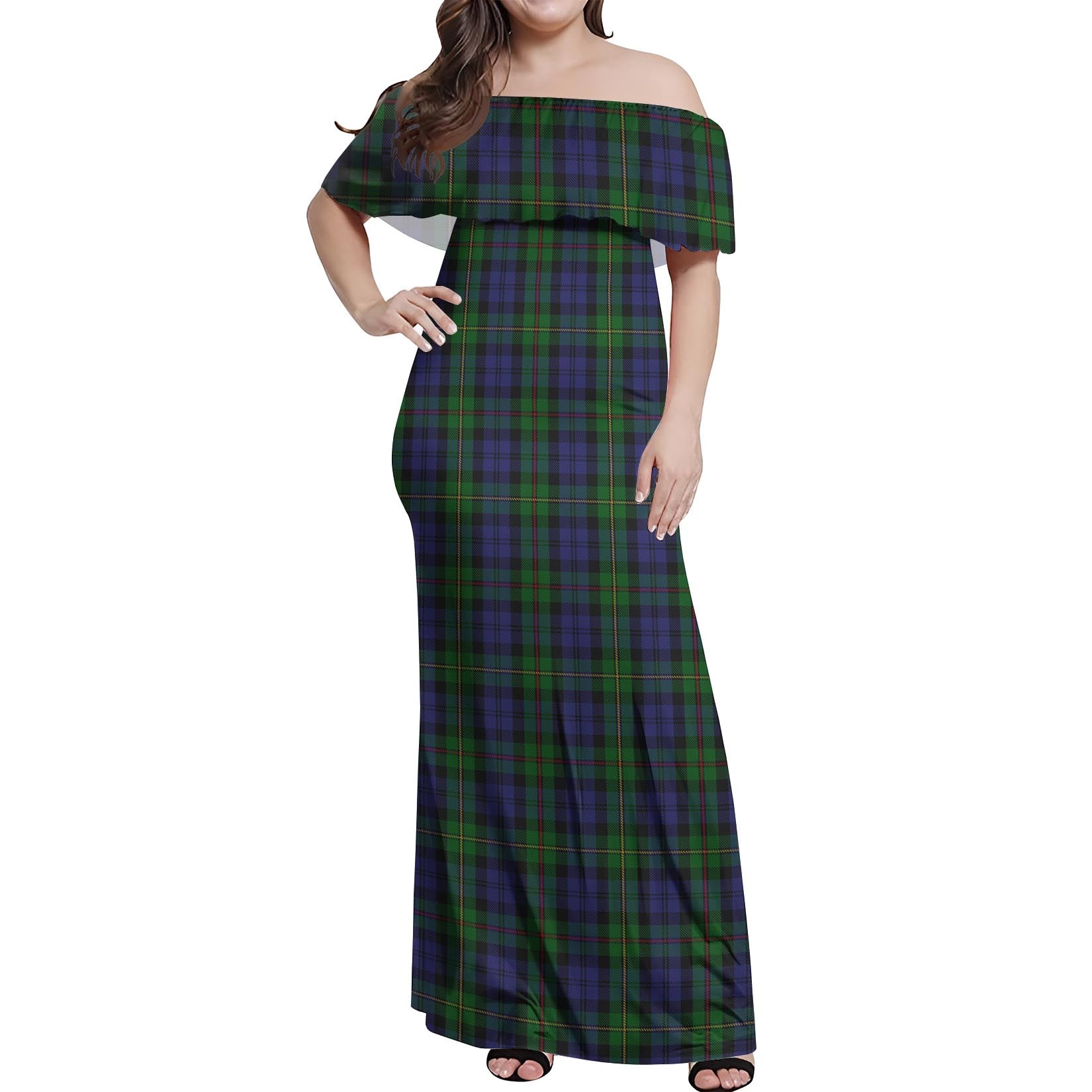 MacEwen Tartan Off Shoulder Long Dress Women's Dress - Tartan Vibes Clothing