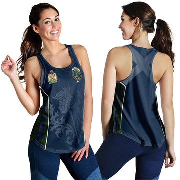 MacEwen Tartan Women's Racerback Tanks with Family Crest and Scottish Thistle Vibes Sport Style 4XL - Tartan Vibes Clothing