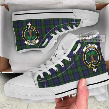 MacEwen Tartan High Top Shoes with Family Crest Kid High Top - White Sole - Tartan Vibes Clothing