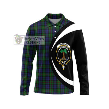 MacEwen Tartan Long Sleeve Polo Shirt with Family Crest Circle Style Unisex - Tartan Vibes Clothing